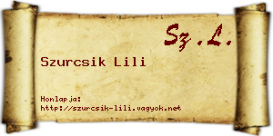 Szurcsik Lili névjegykártya